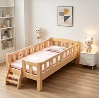 Lit superposé pour enfants en bois massif avec barrière de sécurité, design minimaliste moderne pour les tout-petits, fabriqué en Chine