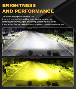 Kit d'éclairage auxiliaire <span class=keywords><strong>LED</strong></span> pour <span class=keywords><strong>moto</strong></span>, 5 modes 90W/paire, feux de route et de croisement, feux de jour DRL clignotants, feux antibrouillard, double couleur blanc ambre - Product Image 3