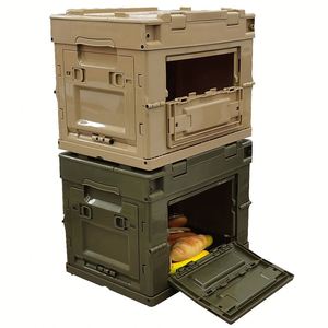 Boîte de rangement pliable multifonctionnelle en plastique pour le camping, grande caisse empilable pliable, bac de rangement pour voiture et extérieur - Product Image 5