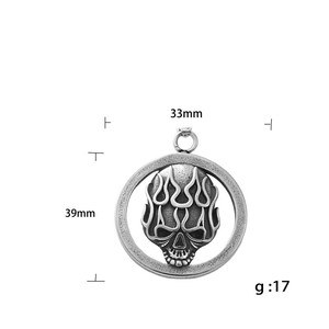 Collar de Hombre de Acero Inoxidable con Colgante de Calavera Flameada, Diseño Geométrico Retro 190144 - Product Image 5