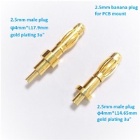 Connecteur banane plaqué or 2 mm/2,5 mm, broche en laiton de haute précision, connecteur mâle haute tension, borne d'alimentation 500 V