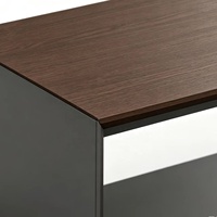 Table basse moderne en bois de noyer grainé, base gris argenté, panneau MDF ISO E1 P2, peinture Lamello de type Dabao, fabriquée à Taïwan
