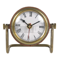 Reloj de Escritorio Náutico de Latón Antiguo |   Reloj de Mesa Vintage con Números Romanos para Dormitorio y Sala de Estar | Decoración Náutica Clásica para el Hogar