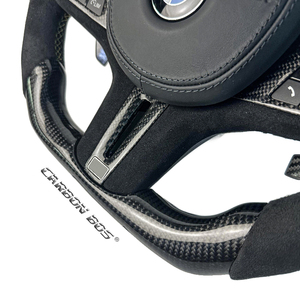 Modelo Antiguo Actualizado a Nuevo Modelo Compatible con <span class=keywords><strong>BMW</strong></span> M3 M5 Serie G G30 <span class=keywords><strong>G20</strong></span> <span class=keywords><strong>328i</strong></span> Etc. Volante de Fibra de Carbono y Cuero Alcántara - Product Image 3