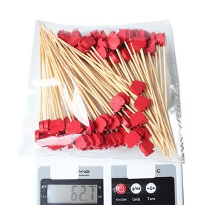Fourchettes à fruits en <span class=keywords><strong>bambou</strong></span> créatives, ananas jaune, fraise rouge, jetables, biodégradables, 100/paquet, bâtonnets pour barbecue, cocktail - Product Image 5
