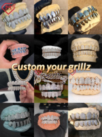 Véritable S925 Moissanite Dents Grillz Entièrement Glacé Rappeur Buste Vers Le Bas Coupe Profonde Personnalisé D Couleur Moissanite Grillz