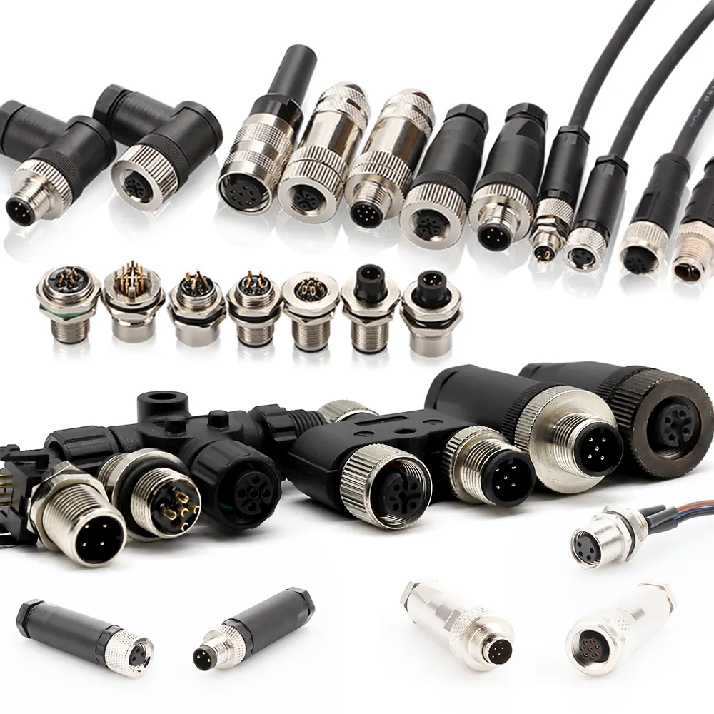 Industrial Ip68 M5 M8 M9 M12 M16 M23 Waterproof Male Female Plug 3 4 5 6 8 12 Pin Cable Wire Circular Waterproof M12 Connector