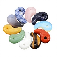 Perle Magatama en pierre naturelle de 30 mm, polie, en forme de virgule, avec trou pour la fabrication de bijoux, colliers, boucles d'oreilles, breloques DIY