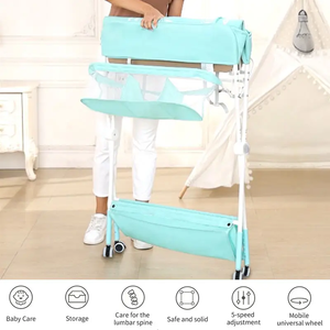 Meuble de salle de bain 2-en-1 en plastique <span class=keywords><strong>pour</strong></span> nouveau-né : table à langer avec grand rangement et baignoire <span class=keywords><strong>pour</strong></span> bébé, avec organiseur de couches - Product Image 2