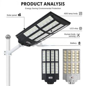 VANTONE 3000W 2000W 1000W uzaktan kumanda güneş enerjili bahçe lambası yol aydınlatması karanlık güneş sokak ışıkları Dusk açık - Product Image 2