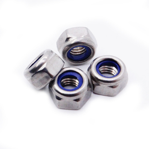 Écrou de blocage hexagonal M5 A2 en acier inoxydable avec <span class=keywords><strong>insert</strong></span> en nylon bleu, anti-desserrage, pour assemblage mécanique - Product Image 3