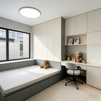 Ensemble de meubles de chambre à coucher en bois style tatami avec bureau à 3 tiroirs, lit de rangement pleine taille personnalisable et armoire pour appartement et villa