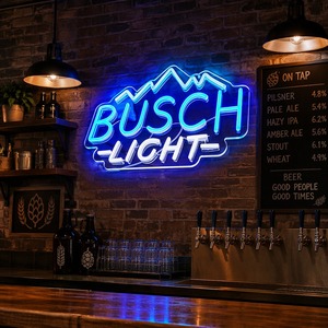 High-Visibility Busch Light LED Neon <b>Sign</b> Iconic Mountain Beer Logo Signage for Pub <b>Bar</b> Wall Decor - Product Image 4