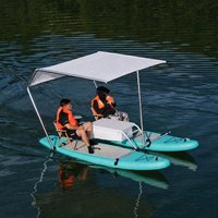 Bateau ponton gonflable électrique populaire pour 2 personnes avec auvent pare-soleil pour la pêche et les loisirs