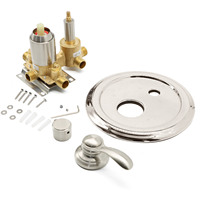 Kit de robinetterie de douche Homedec 3 voies en laiton massif avec déviateur, finition nickel brossé, robinets de bain multi-sorties, équilibrage de pression, dissimulé 3