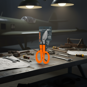 Truper 10-Inch <b>Angled</b> Tin Snips TH-10C for Aviation Parts Precision Metal <b>Cutting</b> <b>Tool</b> with Orange Handles and Steel Blades - Product Image 2