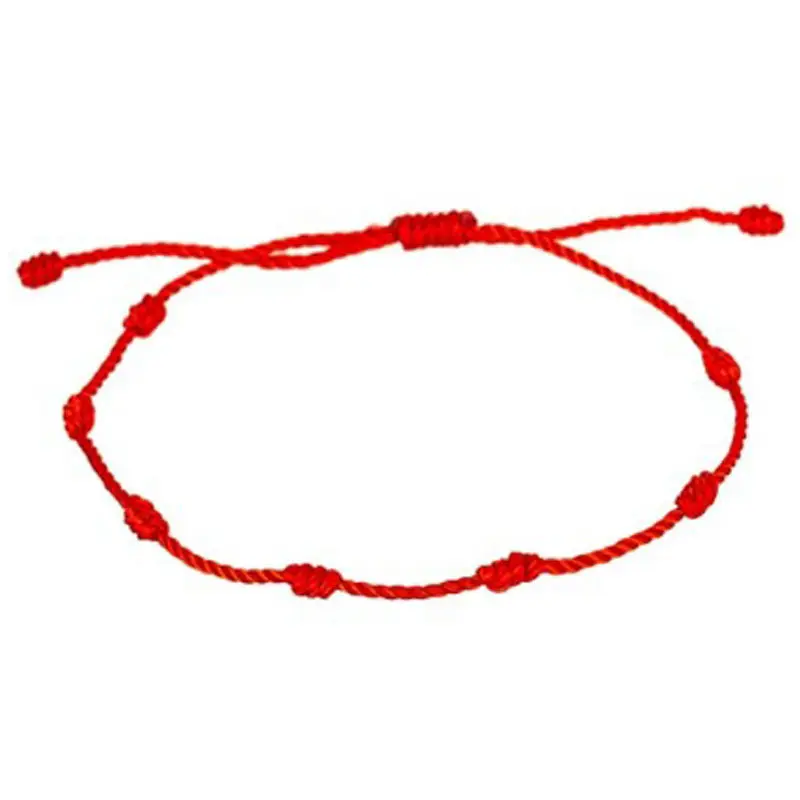 Venta al por mayor 7 nudos rojo Lucky Kabbalah amuleto protección cordón negro cuerda trenzada hecha a mano cuerda de mano brazalete étnico pulseras