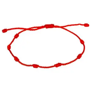 Wholesale 7 Knots Red Lucky Kabbalah Amulet Protection Black Cord Handmade Braided Rope Hand String Ethnic Bangle Bracelets