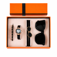 Ensemble d'accessoires pour femmes Urban Chic, écharpe en soie de qualité supérieure, montre tendance, kit double bracelet, boîte cadeau souvenir élégante rétro pour client