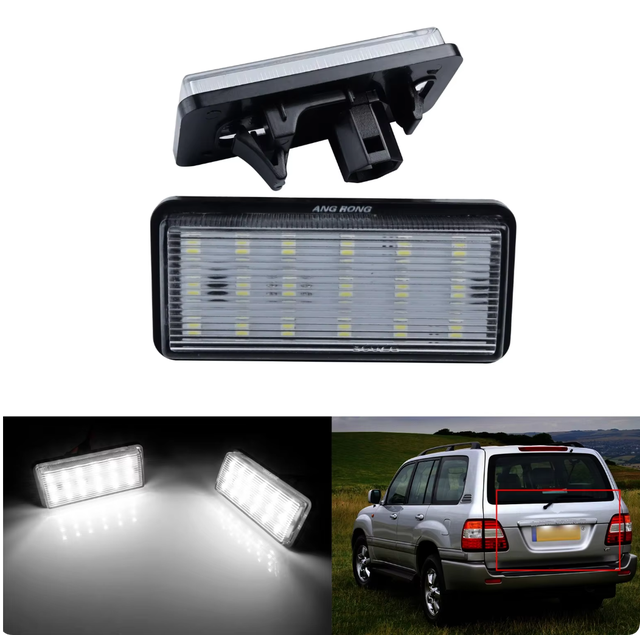 LED License Plate Lights for Land Cruiser 100/200 Prado Reiz I Mark X LX470 LX570 GX470 Crystal Lens 12V No Error Tail Tag Lamps