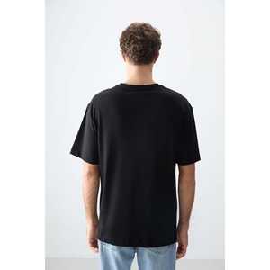 Camiseta Oversize Tommylife para Hombre, 100% Algodón, Estampada, Suave, Gruesa, de Manga Corta, Negra - Product Image 2