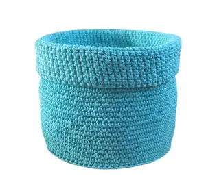 directly manufacturer round polypropylene yarn knitted hanging baskets with loop