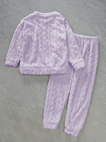 Pyjama d'hiver thermique en flanelle pour femme, ODM, 100 % polyester, 220 grammes, uni, col lisse, manches longues, longueur intégrale