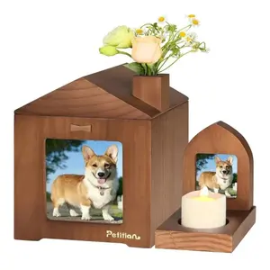 新颖设计的木制宠物骨灰盒，带狗骨灰纪念品骨灰盒火化