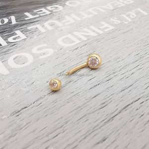 Anillo de oro Real de 14K con moissanita para mujer, joyería personalizada para el vientre, joyería para el ombligo, con botón - Product Image 4