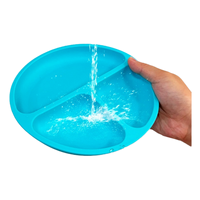 Assiette ovale en silicone de qualité alimentaire pour bébé, avec compartiments, ventouse, motif de dessin animé, lavable au lave-vaisselle, non toxique