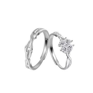 Bague Tianyi S925 en argent sterling avec zircon, motif trèfle à quatre feuilles, pour hommes, femmes et couples, ajustable, série <span class=keywords><strong>Mori</strong></span>, design simple - Product Image 5