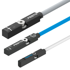สวิตช์ตรวจจับระยะใกล้แบบนิวแมติก รุ่น SMT ซีรีส์ SMT-8M-A-PS-24V-E-0.3-M 574334 สำหรับการตรวจจับตำแหน่งกระบอกลม - Product Image 1