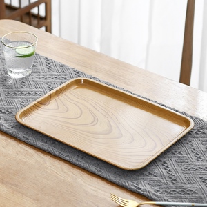 Plateau carré en plastique, design bois, pour cuisine, fruits secs, gâteaux, assiettes à collation, vaisselle de table, bol de cuisine, plat de dîner - Product Image 2