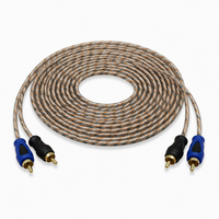 Kabel Interkoneksi Stereo RCA, Kabel Jalin Transparan dengan Colokan Berwarna Merah Hitam Biru Oranye untuk Peralatan Audio