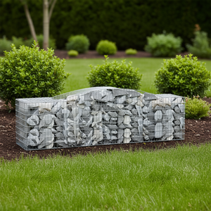 Panier gabion en fer galvanisé argenté 33x15x85cm, conteneur de rangement rectangulaire, style industriel, lot de 2 - Product Image 2