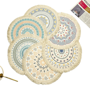 Promotional Reusable Personalised Bohemian Custom Print Logo Cotton Drink Coasters Genuine Cotton Coaster
