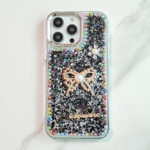 Coques de téléphone portable en TPU+PC <span class=keywords><strong>ultra</strong></span>-fines avec nœud, strass et diamants 3D scintillants pour 18 <span class=keywords><strong>Pro</strong></span> <span class=keywords><strong>Max</strong></span>/13-15/16 Plus/17 Air - Product Image 2