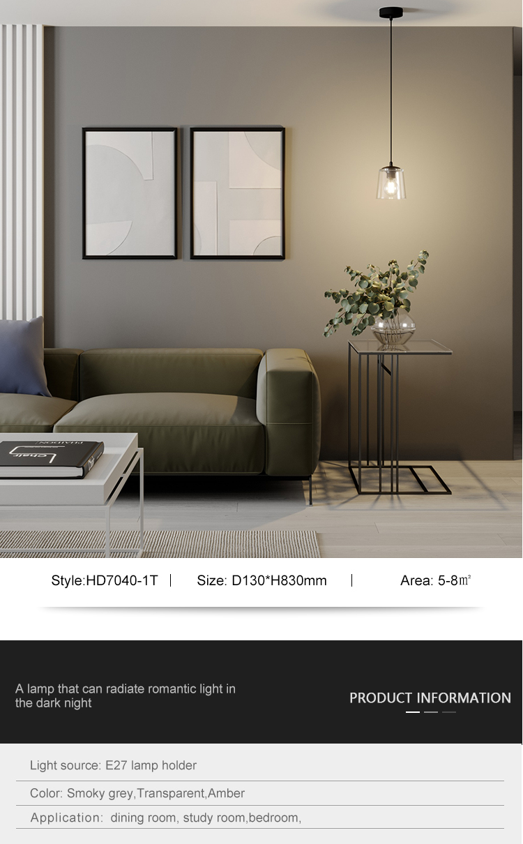 Glass Lamp Decoration Office Living Room Kitchen Modern Hanging E27 Pendant Light