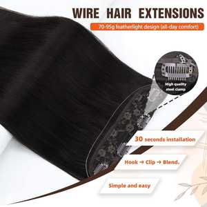 Invisible Wire Brazilian <b>Hair</b> <b>Extensions</b> 18 to 22 Inches <b>Remy</b> <b>Human</b> <b>Hair</b> Lightweight Easy Wear Natural Look Premium Quality - Product Image 5