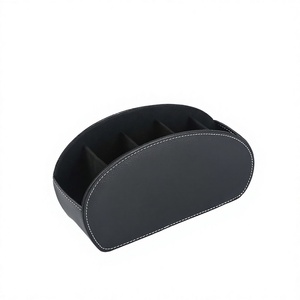 Luxury PU Leather Multifunction Desktop Organizer Air Conditioner Remote <b>Control</b> <b>Holder</b> 5 Compartment Box Handmade - Product Image 3