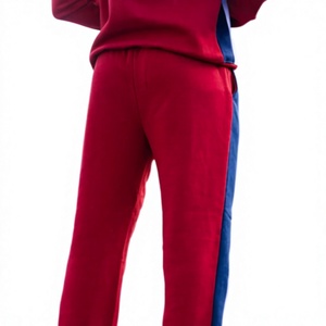 Ensemble de survêtement décontracté pour homme, rouge, bleu et blanc, à blocs de couleur, manches longues, col rond, avec poches latérales, pour le printemps - Product Image 3