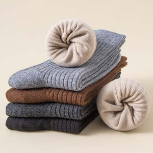 39% Wool Autumn and Winter <strong>Men's</strong> Warm Merino Wool <strong>Socks</strong> Thickened Double Needle Seamless <strong>Cashmere</strong> <strong>Socks</strong> - Product Image 2