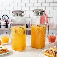 Bouilloire à eau froide en verre borosilicate de haute qualité 2,2 L / 73 OZ avec couvercle et poignée, grande capacité, isolation thermique, parois épaissies, design moderne