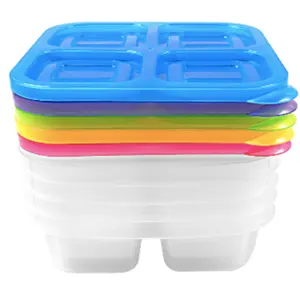 Containers Plastic 4 Compartment Food Bento Box Snack Containers For Children