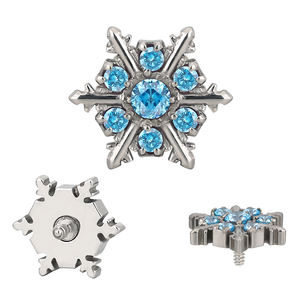 Snowflake Earring Titanium CNC Set CZ Snow 16G Labret roscado internamente - Product Image 2