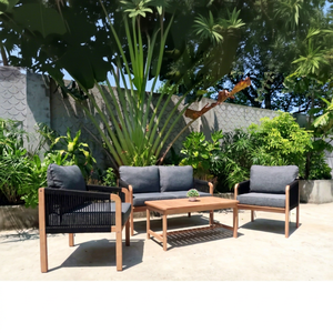 Conjunto de Sofá de Madera de Acacia Contemporáneo (4 Piezas), Plegable, Ecológico, para Jardín, Villa, Hotel, Muebles de Madera de Teca, Venta al Por Mayor - Product Image 1