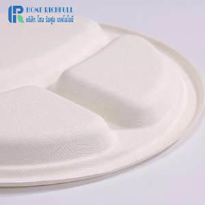 Eco-Friendly Biodegradable <b>Tableware</b> Paper Sugar Cane Sugarcane Bagasse Paper 8.8/9/9.6/10 Inch 3-Compartment Oval Plate - Product Image 4