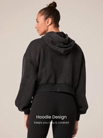 Veste vintage à capuche ample en polaire berbère douce et chaude avec cordon de serrage et poches latérales pour un style décontracté quotidien automne-hiver
