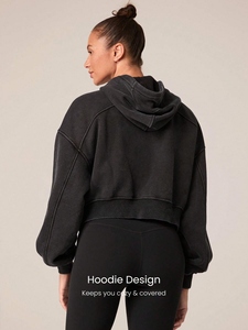 Veste vintage à capuche ample en polaire berbère douce et chaude avec cordon de serrage et poches latérales pour un style décontracté quotidien automne-hiver - Product Image 2