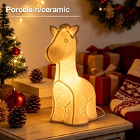 Lampe de table en céramique en gros, veilleuse pour enfants, lampe électrique en forme de girafe blanche, base d'ampoule E14/E26, design moderne, lampe de nurserie pour bébé
